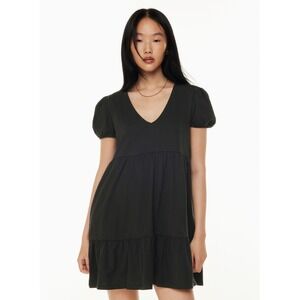 Sun-deh Sunday Best Cruise Dress Black Cotton Babydoll Puff Sleeve Mini XS
